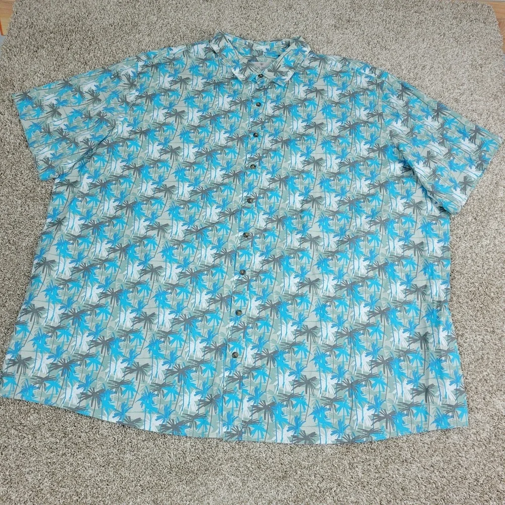 NWT Oak Hill Mens 4XLT Multicolor AOP Floral Palm Tree Button‎ Up Short Sleeve